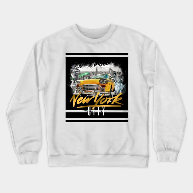 New York cab design Crewneck Sweatshirt by SAN ART STUDIO 